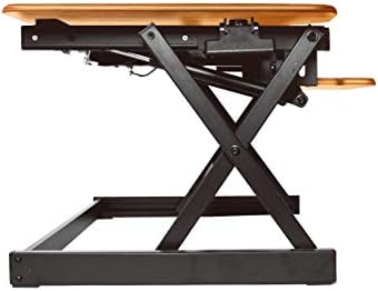 Rocelco 40" Large Height Adjustable Standing Desk Converter - Quick Sit Stand Up Dual Monitor Riser - Gas Spring Assist Computer Workstation - Retractable Keyboard Tray - Teak Wood Grain (R DADRT-40)