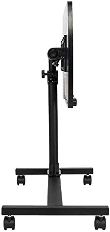 TV Tray Bed Side Table, Portable Rolling Desk Hospital Bed Laptop Table, Small Standing Desk with Wheels Adjustable Height for Sofa, Bedside, Tablet Use, Secure Non Tilt, 23.2" W, Black