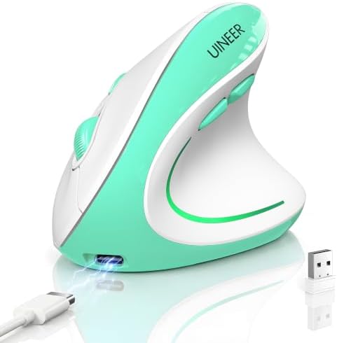 Uineer Wireless Ergonomic Vertical Mouse, 3200 DPI, BT 4.0/5.0/2.4G USB-A