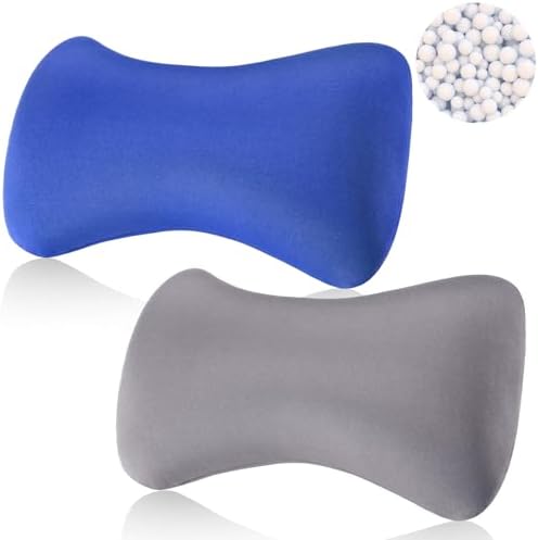 Thyle 2 Pcs Bead Neck Pillow 15 x 8 Inch Bone Shape Pillow, Grey,Blue