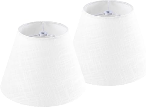 GO&SO Small Mini Linen Lamp Shades Set of 2,5"×9"×6.4" White Bell Shade