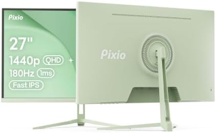 Pixio PX278 Wave Mint Green 27 inch 180Hz Refresh Rate Quad HD 1440p Resolution Fast IPS Panel 1ms GTG Response Time Built-in Speakers Gaming Monitor with AMD FreeSync