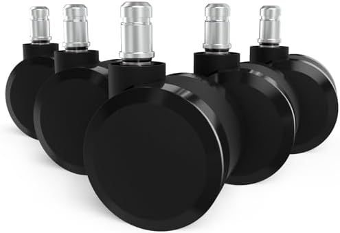 Office Chair Caster Wheels Replacement, 2.36"(60mm) Casters Replacement for Herman Miller Aeron Chair, Universal Size 11x22mm for Carpet and Hardwood Floors(Set of 5)