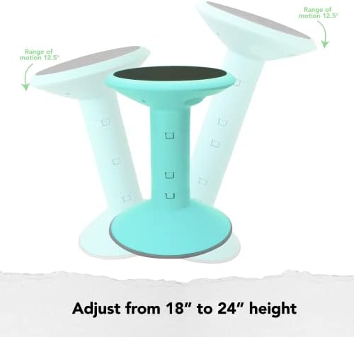 Storex Active Tilt Stool – Ergonomic Seating for Flexible Office Space and Standing Desks, Adjustable 12-24 Inch Height, Teal (00325U01C)