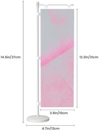 Trendy Modern Foam Roller Pink Deluxe Desk Flag Set, 12 x 4 Inch Miniature Table Flag with 14" Pole & Stand Base