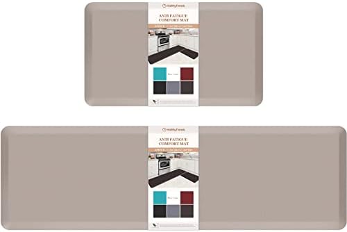 HappyTrends Kitchen Mat,17.3"x28"+17.3"x60" Khaki, Cushioned Comfort