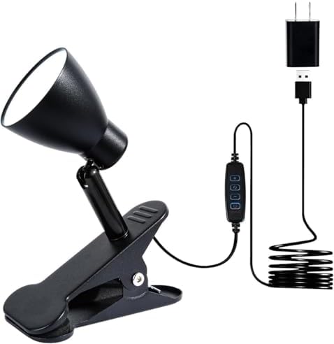 CRI90+ Clip Reading Light, Small Clamp on Bed Lamp for Bedside/Headboard/Desk/Bunk/Table/Shelf, 3 Color Temperature Options, 10 Dimmable Brightness Levels for Reading (6W/Adapter Included)