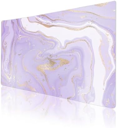Faux Leather Large Mouse Pad, Office Desk Mat, 23.6"x13.8", Violet Marble