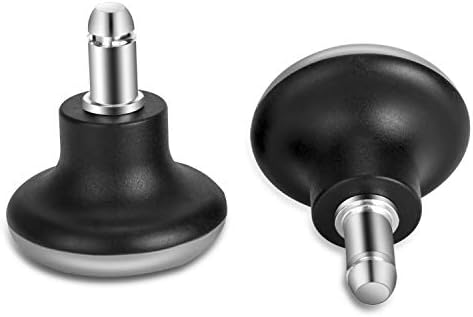 Bell Glides Replacement Office Chair Feet Swivel Caster Wheels to Fixed Stationary Castors, Short Profile with Separate Self Adhesive Felt Pads Black 5pcs