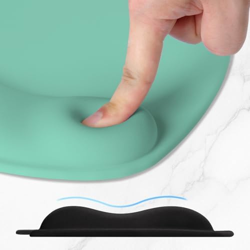 ITNRSIIET Ergonomic Mouse Pad, Cushioned Gel Wrist Rest, Non-Slip Base, Smooth Surface, Compatible with All Mice for Office & Gaming, Desk Accessory, 9.5 x 8.2 inch, Mint Green