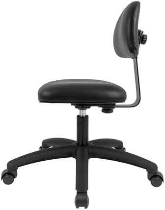 FSS Series Square seat Low (17"-22") seat Height Chair. Vinyl-for Office, Garage, Desk, Shop, Computer, Doctor, Medical, Easy to Clean! (Black, Low, Self Braking Casters)