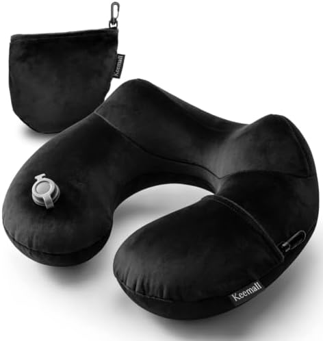 Keemall Portable Inflatable Travel Neck Pillow for Airplane, Car & Office