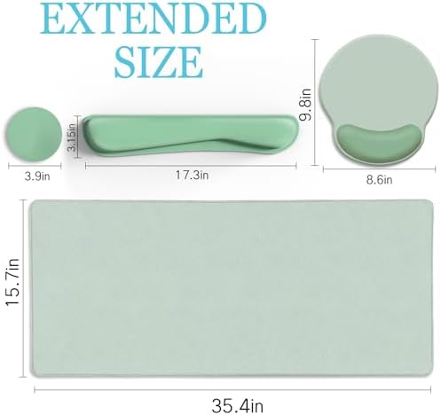 LIMKRIAN Sage Green Mouse Pad Set, XXL Desk Matt for Desktop Decor