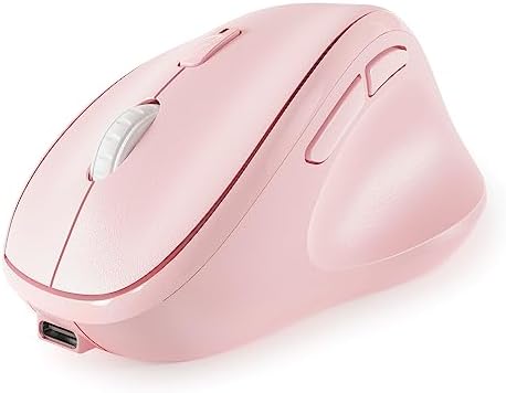 Micropack Wireless Bluetooth Mouse Ergonomic Vertical for Laptop MacBook PC Tablet Rechargeable Silent Click Multi-Device 3-Mode 2.4G Adjustable DPI Compatible with Windows Android iOS MacOS Pink