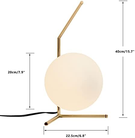 BOKT Mid Century Modern Brass Table Lamp Large Globe Ball Desk Lamp Brush Gold Metal Reading Lamp Industrial Bedside Nightstand Reading Light for Bedroom, Kids Room, Office
