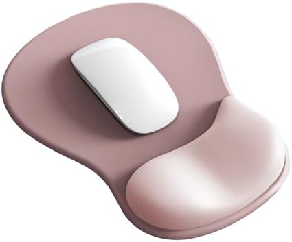 Mouse Pad with Wrist Rest,Ergonomic Mouse Pad with Comfortable Gel Wrist Rest Support and Non-Slip PU Base for Easy Typing Pain Relief, Durable and Washable (Gradient Pink White)
