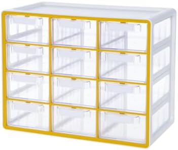 Blue Ginkgo 12-Drawer Storage Cabinet Organizer, Yellow, Made in Korea
