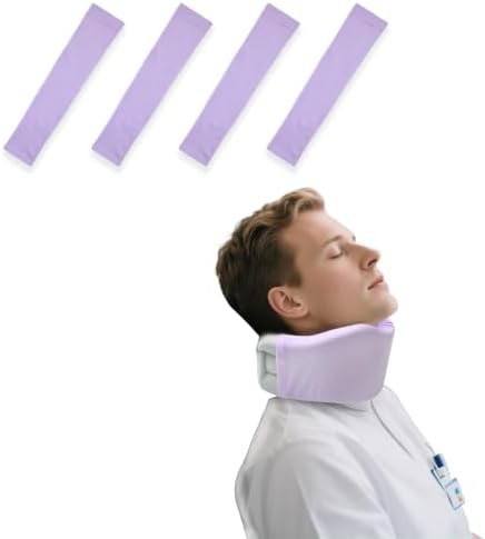 4 Piece Cervical Support Sleeve, Breathable Dustproof Cervical Support Sleeve, Elastic Soft Neck Brace Covers - For Men and Women, Suitable for Sleep Work Daily Use (Purple)