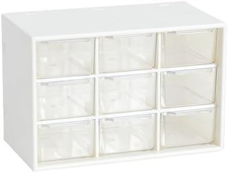 9 Drawer Desk Organizer with Cover, Space Saving Visible Storage