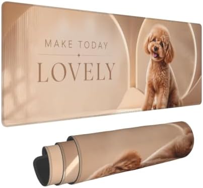 Poodle Cute Mouse Pad Mouse Pads for Desk 11.8x31.5 in Champagne Beige