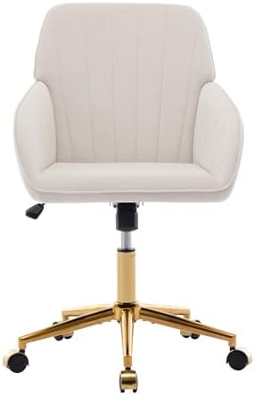 Adjustable Home Office Desk Chair with Gold Metal Base and Memory Foam Seat