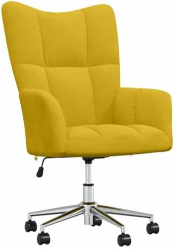 Velvet Relaxing Chair, Adjustable Height Office Seat - Mustard
