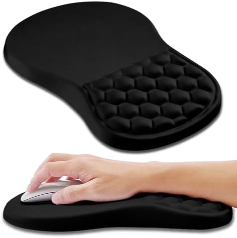 Hokafenle Ergonomic Mouse Pad Wrist Support, Wrist Rest Mousepad for Carpal Tunnel Pain Relief with Integrated Memory Foam Slope Massage Bulge (11.8x7.9 inch,Polar Night