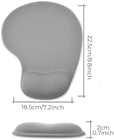 Mouse Pad with Wrist Support, 2-Pack Ergonomic Mousepad with Wrist Rest, Gaming Mouse Pad with Non-Slip PU Base, Relieve Pain Relief, for Home Office Computer Laptop, Gray