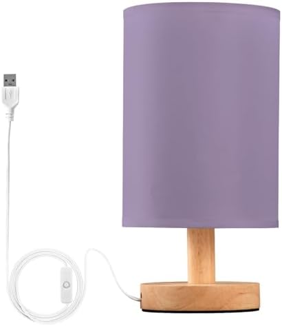 ALAZA Lavender Color Decor Bedside Table Lamp with USB Port for Bedroom Nightstand Office Desk LED Bulb Included