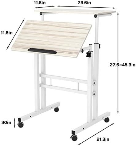 soges 23.6inch Height Adjustable Desk Laptop Desk on The Wheels, Beige