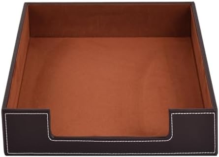 Leather Letter Tray, Office Supplies Desk Organizer for Mail Paper Files Magazines Jewelry Cosmetics,Luxury Letter Holder&Multipurpos Stackable Office Desktop Storage Box,Coffee