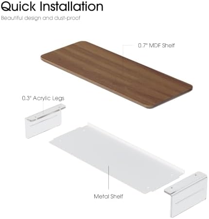 Fenge 23.6" Monitor Stand with Clear Acrylic Legs, Brown