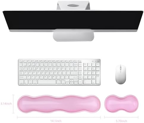 Gel Keyboard and Mouse Wrist Rest, Cute Wrist Support and Arm Support Keyboard Rest for Keyboard and Mouse Typing Pain Relief，Suitable for Office/Computer/Laptop/Gaming (Transparent Pink Set)