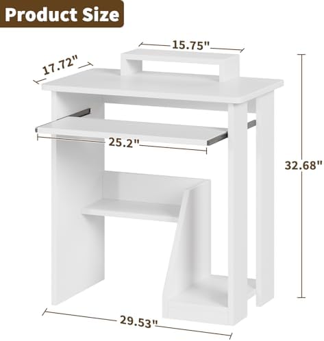 ALISENED 30 Inch Computer Desk, with Keyboard Tray & Monitor Stand