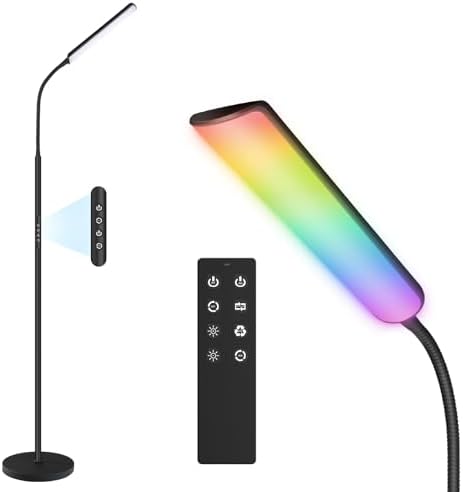 Dimunt LED Floor Lamp, Stepless Adjustable 3000K-6000K Colors, RGB