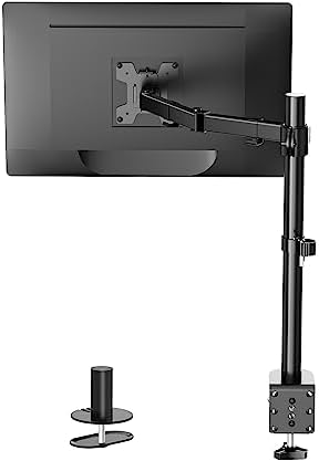 WALI Single Monitor Mount, Single Monitor Arm Desk Mount, Up to 32 inch Ultrawide, Regular Screens up to 27 inches, 22lbs, Adjustable Mount with C-CLAMP for Home Office Application(M001), Black