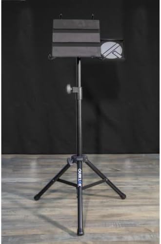 QUIK LOK - LPH003 Tripod Laptop Stand - Heavy Duty Adjustable Steel Projector Stand with Pull-Out Tray and Folding Tripod Base, Portable Floor Mount Holder for Musicians, DJs, and Presenters, Black