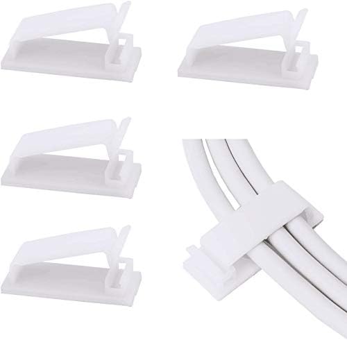 SOULWIT® 50 x Self-Adhesive Cable Management Clips for USB Cable TV, Charger, Audio, Wire Clamp for Table, Car, Office, Home