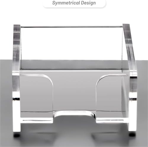 YUXUN Clear Acrylic Sticky Note Holder, 3x3 Inch Note Dispenser for Desk - Self Stick Memo Pad Holder Organizer for Office, School, Home Supplies