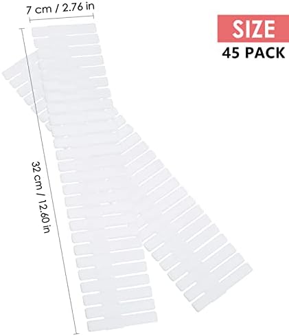 45 Pack Drawer Dividers, Plastic Adjustable Drawer Storage Organizer for Tidying Clutter Socks, Underwear, Makeup, Kitchen, Dresser White