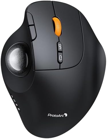 ProtoArc EM02 Wireless Trackball Mouse, Ergonomic Thumb Ball Control, Gray