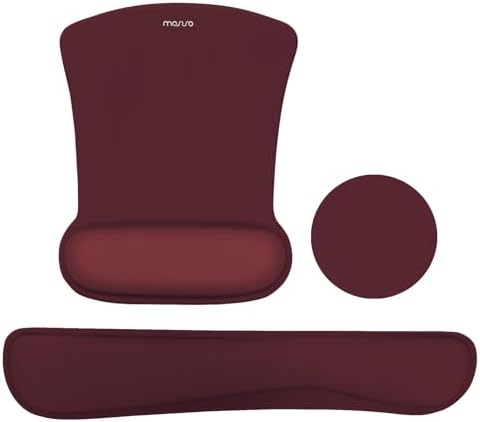 MOSISO Wrist Rest Support for Mouse Pad&Keyboard Set, Wine Red