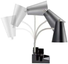 HonoDing E26 Desk Lamp with 1 USB Charging Port and 1 AC Outlet, Organizer Base, Adjustable Neck, On/Off Switch, Modern Table Lamp for Reading, Working, Studying(Black)