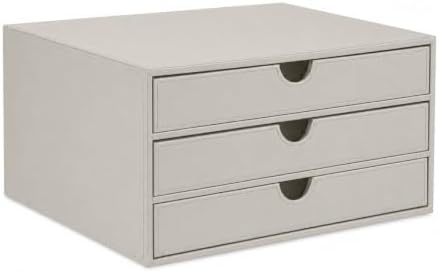 UnionBasic Document Organizer, 3-Drawer File Cabinet Document Storage Box, Office Desktop Filing Organizer, Feather Gray