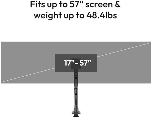 Pixio PS2S Titan Black Ultrawide Mega Heavy-Duty Premium Single Monitor Arm Stand fits up to 57 inch Monitors Holds up to 59.4lbs VESA Compatible Integrated Cable Management