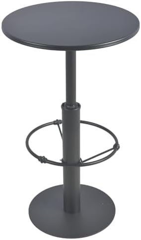LOKKHAN Premium Black Round Bar Table with Footrest, 23.6in Tabletop, 41in Height, Solid Iron Construction, Weather-Resistant Powder Coating - Ideal for Patio & Bistro Use, Sturdy & Durable