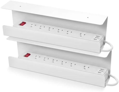 2 Pack Under Desk Cable Management Tray,Hold 11 lbs, 16 x 5 x 3 Inch, White