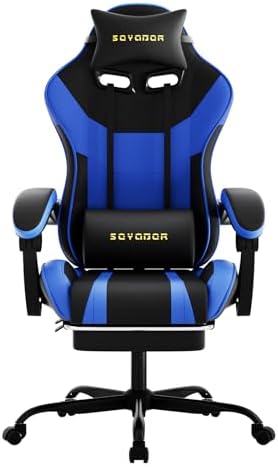 Ergonomic Gaming Chair,A Versatile 3-in-1 Video Game Chair for Work, Study, and Gaming,Features an Adjustable Backrest, Footrest, and Linked Armrests Office Chair for Adults,BlackBlue