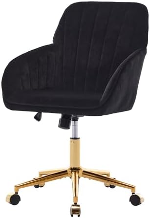 Ergonomic Home Office Desk Chair, Memory Foam Swivel Task Chair, Gold Base