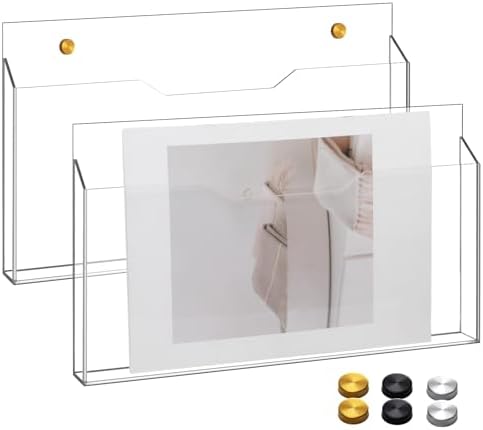 Feifeiya 2 Pcs Clear Acrylic File Holder Wall Mount, 14"x8.3"x1.2"